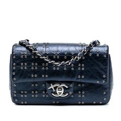 Mini Rectangular Classic Glazed Calfskin Studded Airlines Single Flap