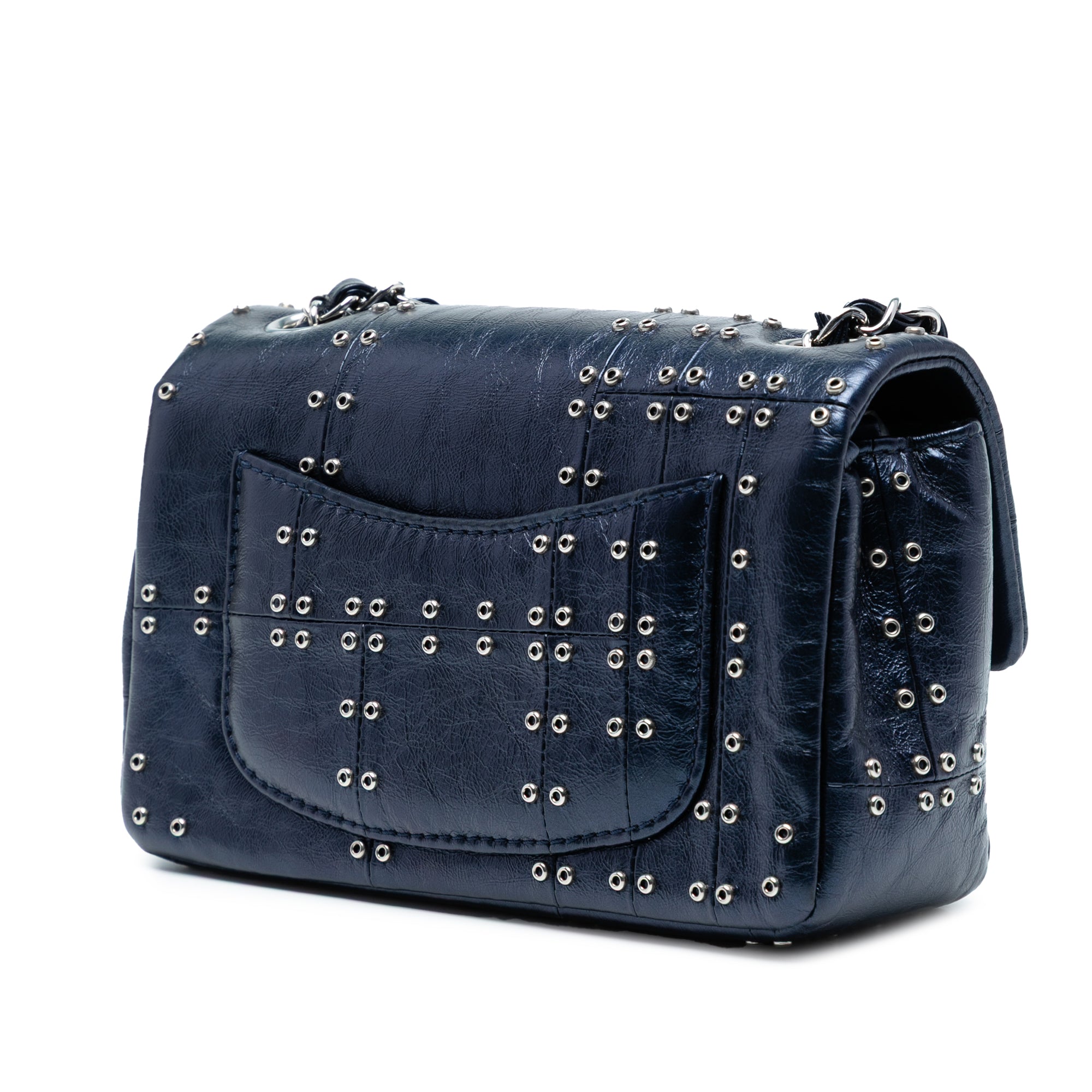 Mini Rectangular Classic Glazed Calfskin Studded Airlines Single Flap