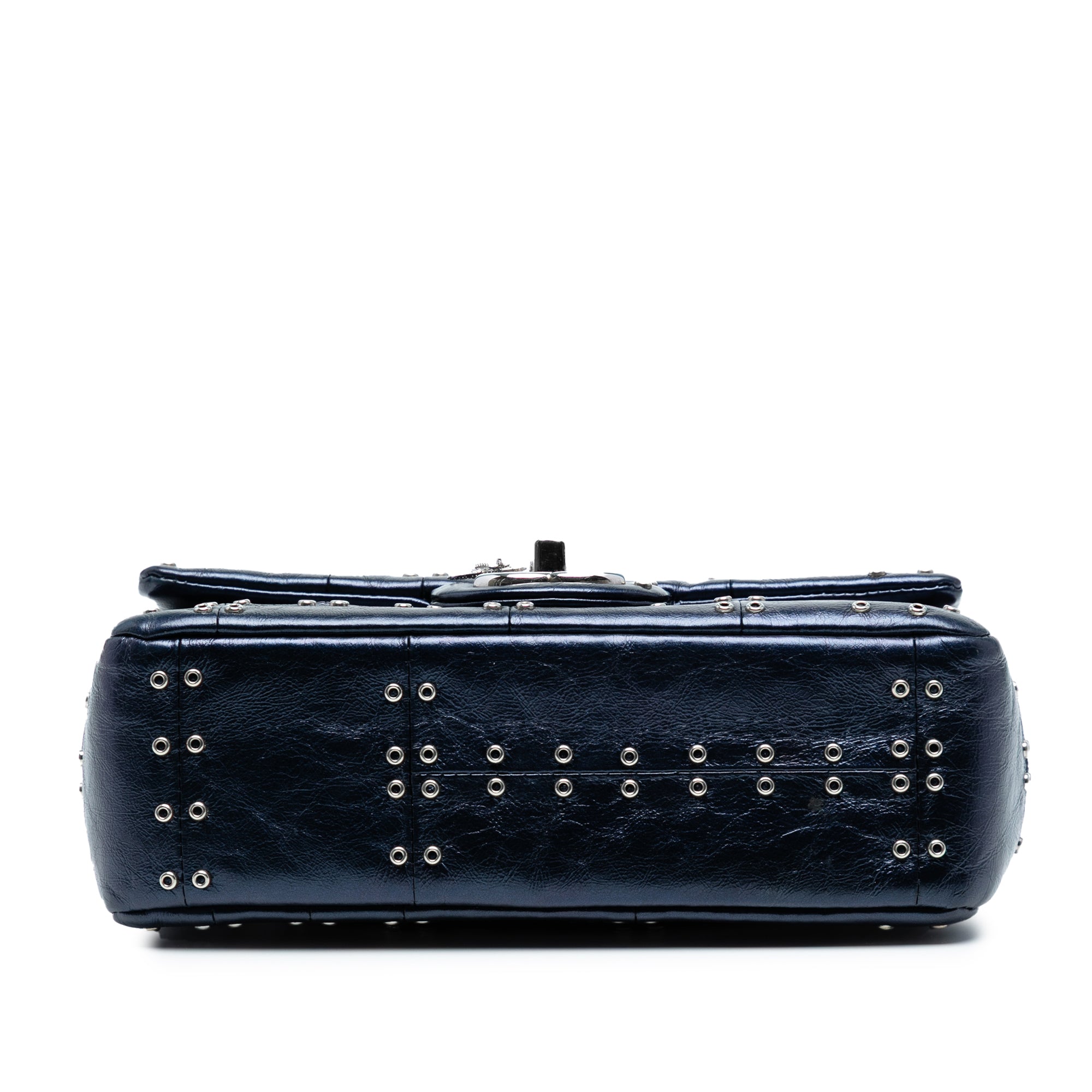 Mini Rectangular Classic Glazed Calfskin Studded Airlines Single Flap