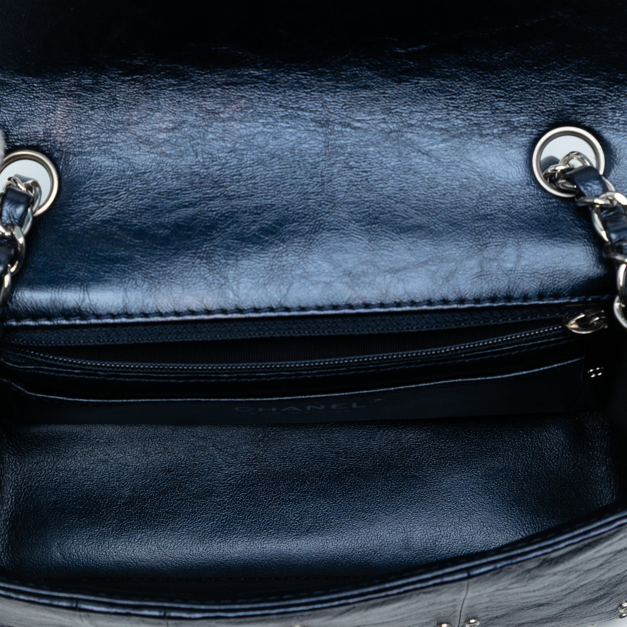 Mini Rectangular Classic Glazed Calfskin Studded Airlines Single Flap