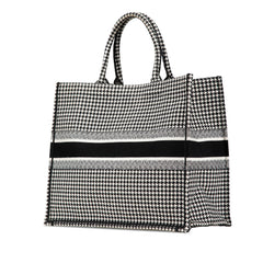 Large Canvas Houndstooth Embroidered Book Tote
