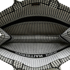 Large Canvas Houndstooth Embroidered Book Tote
