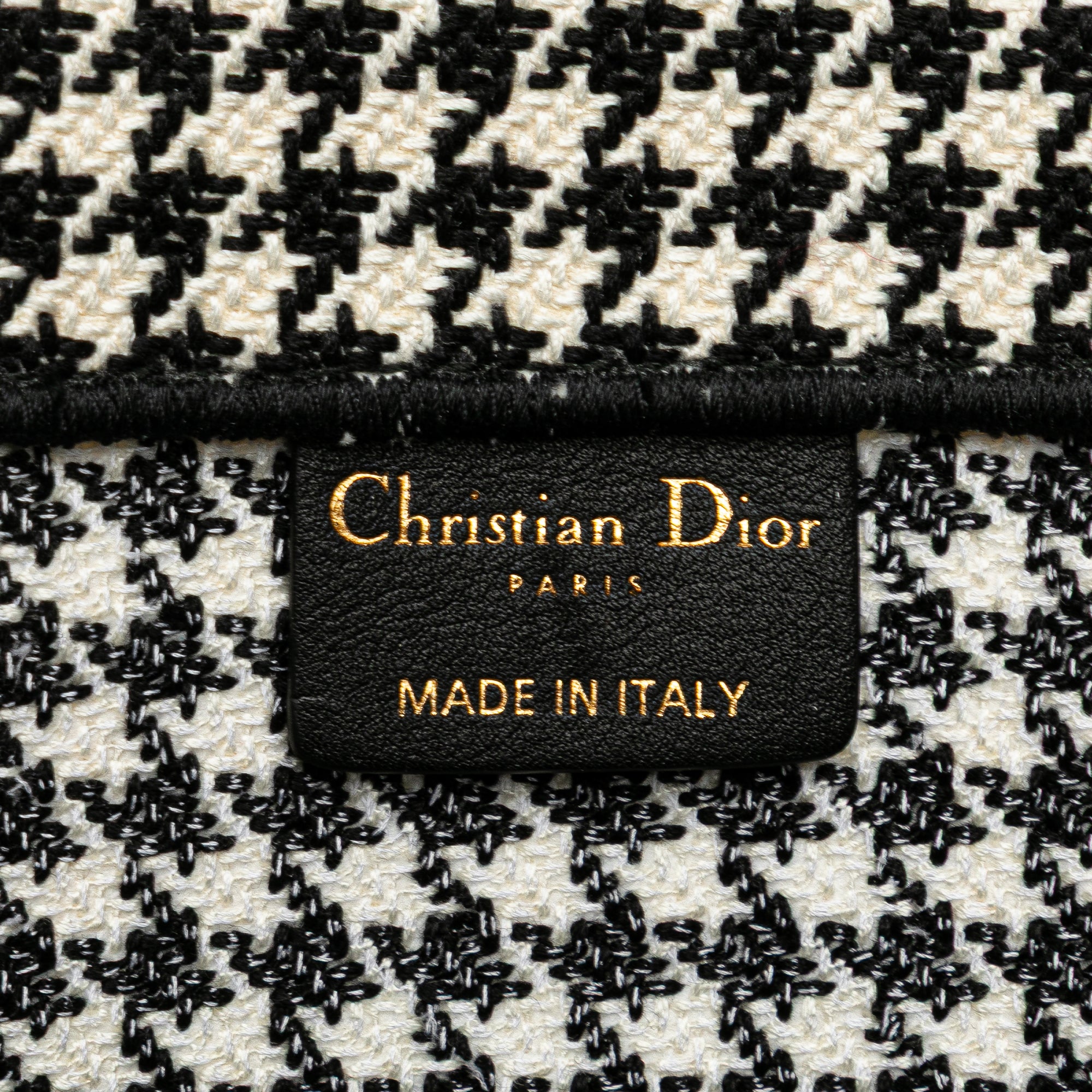 Large Canvas Houndstooth Embroidered Book Tote