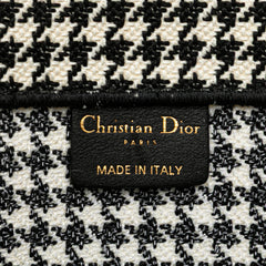 Large Canvas Houndstooth Embroidered Book Tote