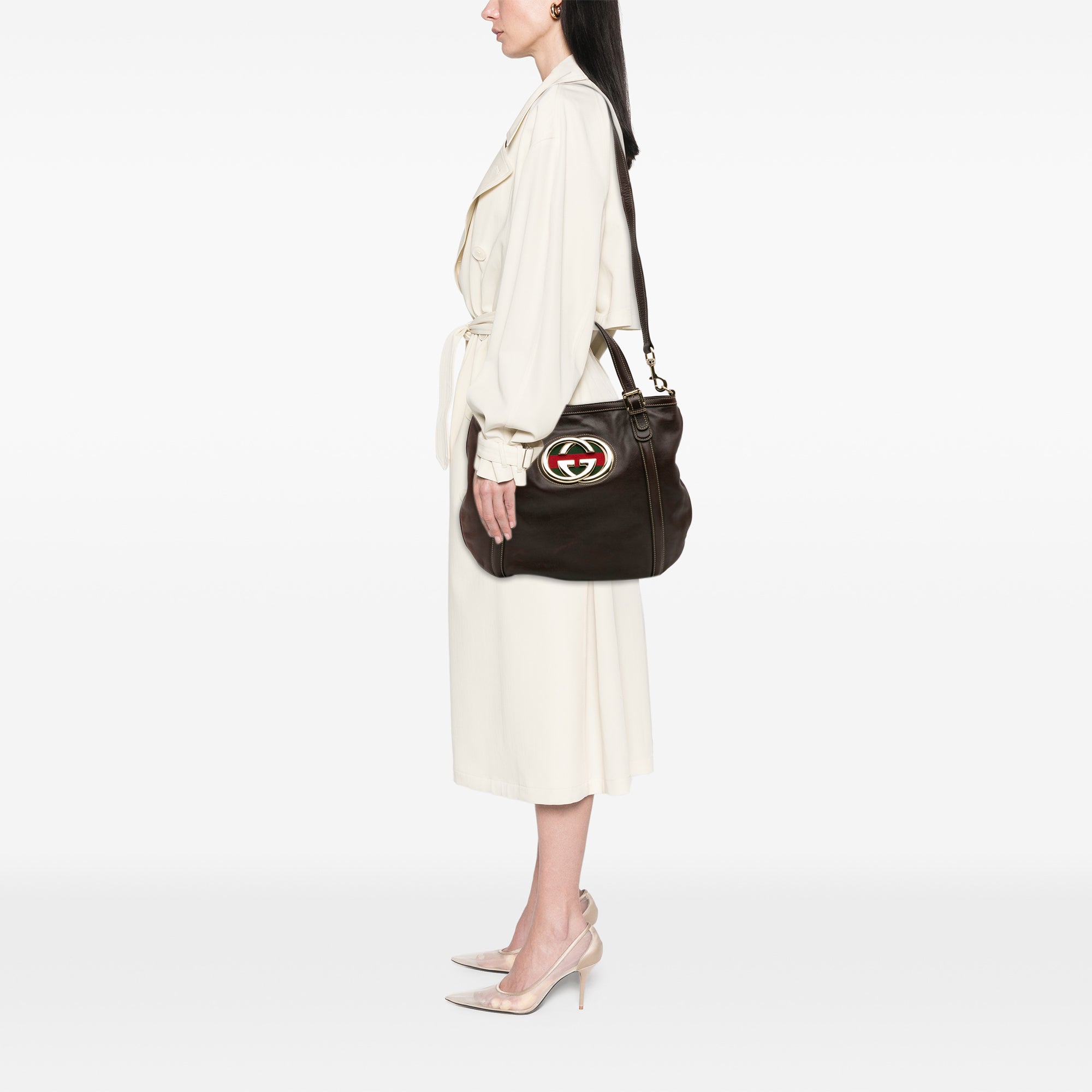 Medium Leather Web Britt Satchel