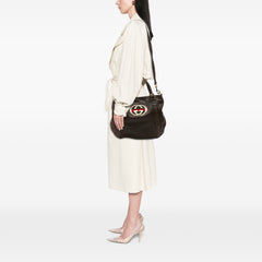 Medium Leather Web Britt Satchel