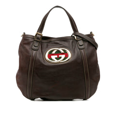 Medium Leather Web Britt Satchel