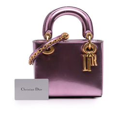 Mini Metallic Glazed Calfskin Lady Dior