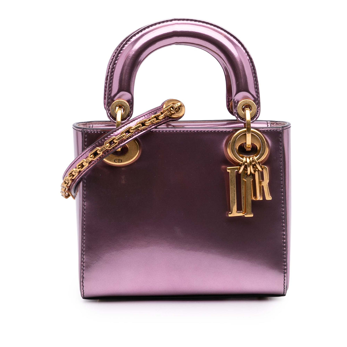 Mini Metallic Glazed Calfskin Lady Dior