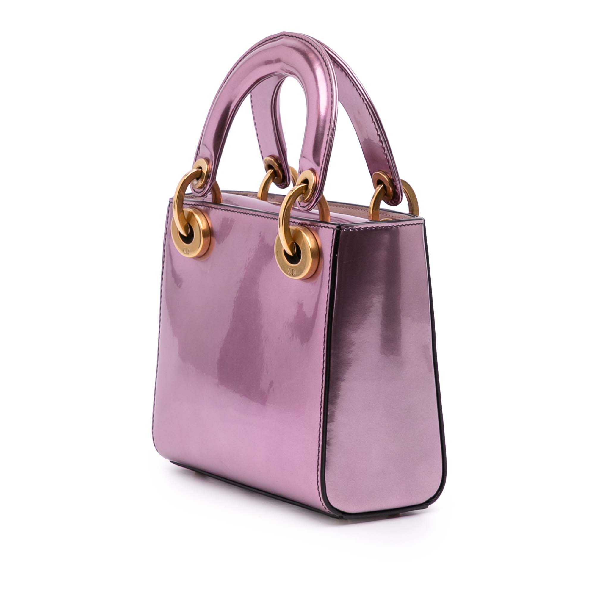 Mini Metallic Glazed Calfskin Lady Dior