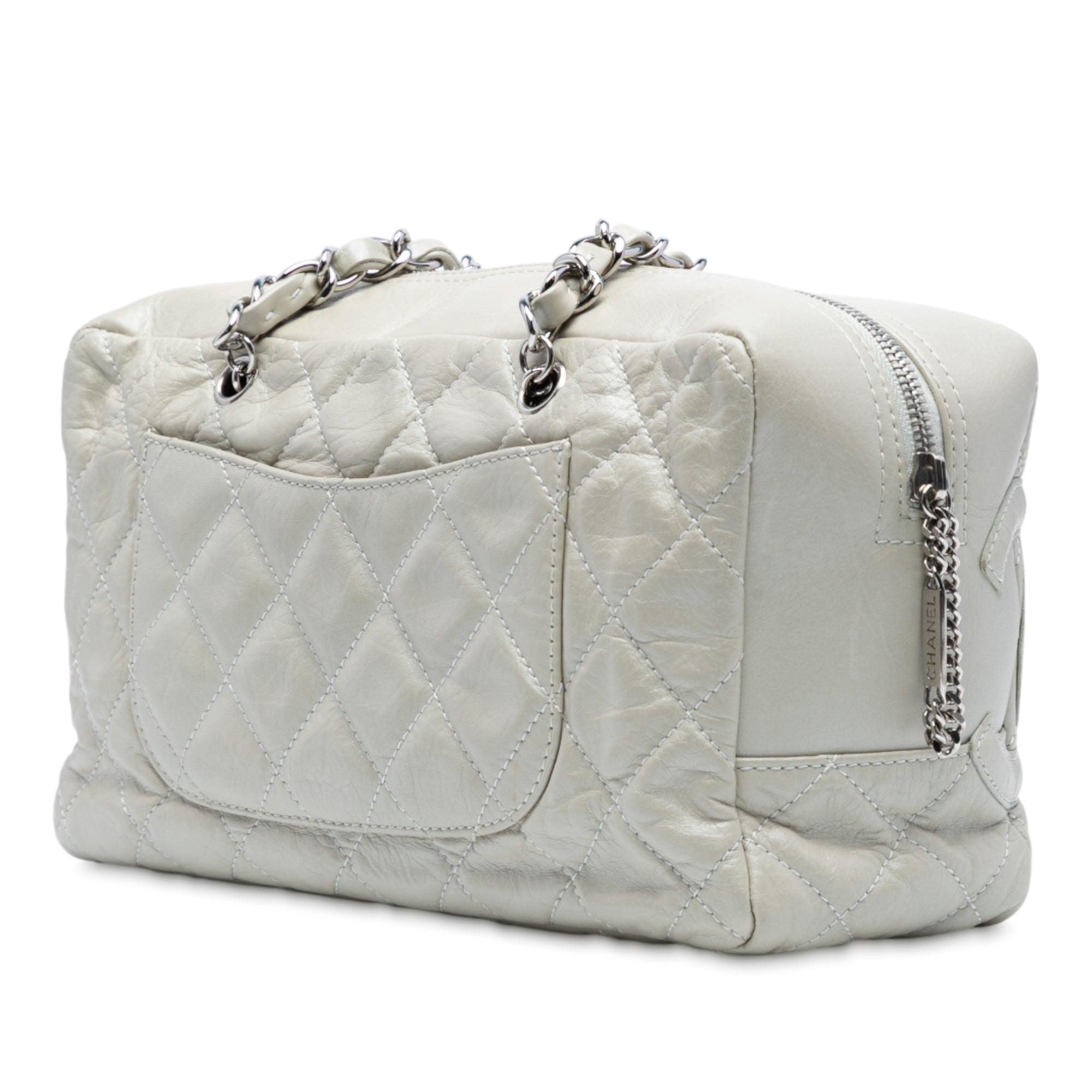 Quilted Aged Calfskin Cotton Club Bowler Bag
