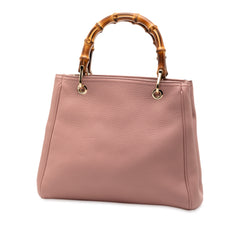 Small Calfskin Bamboo Shopper Satchel