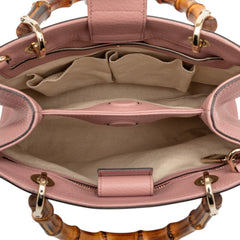 Small Calfskin Bamboo Shopper Satchel