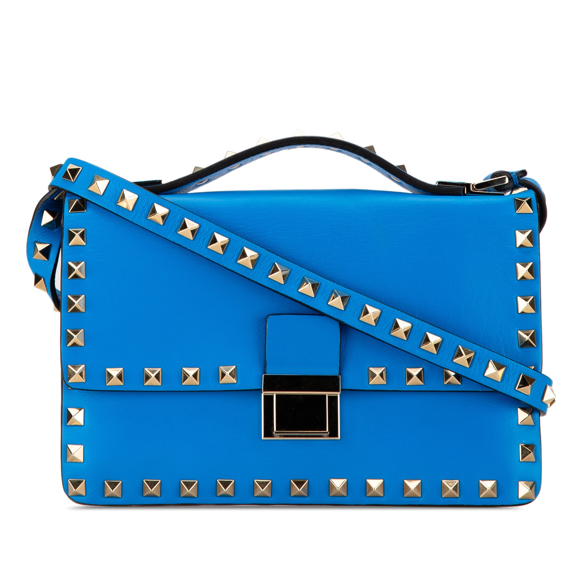 Leather Rockstud Flap Satchel_0