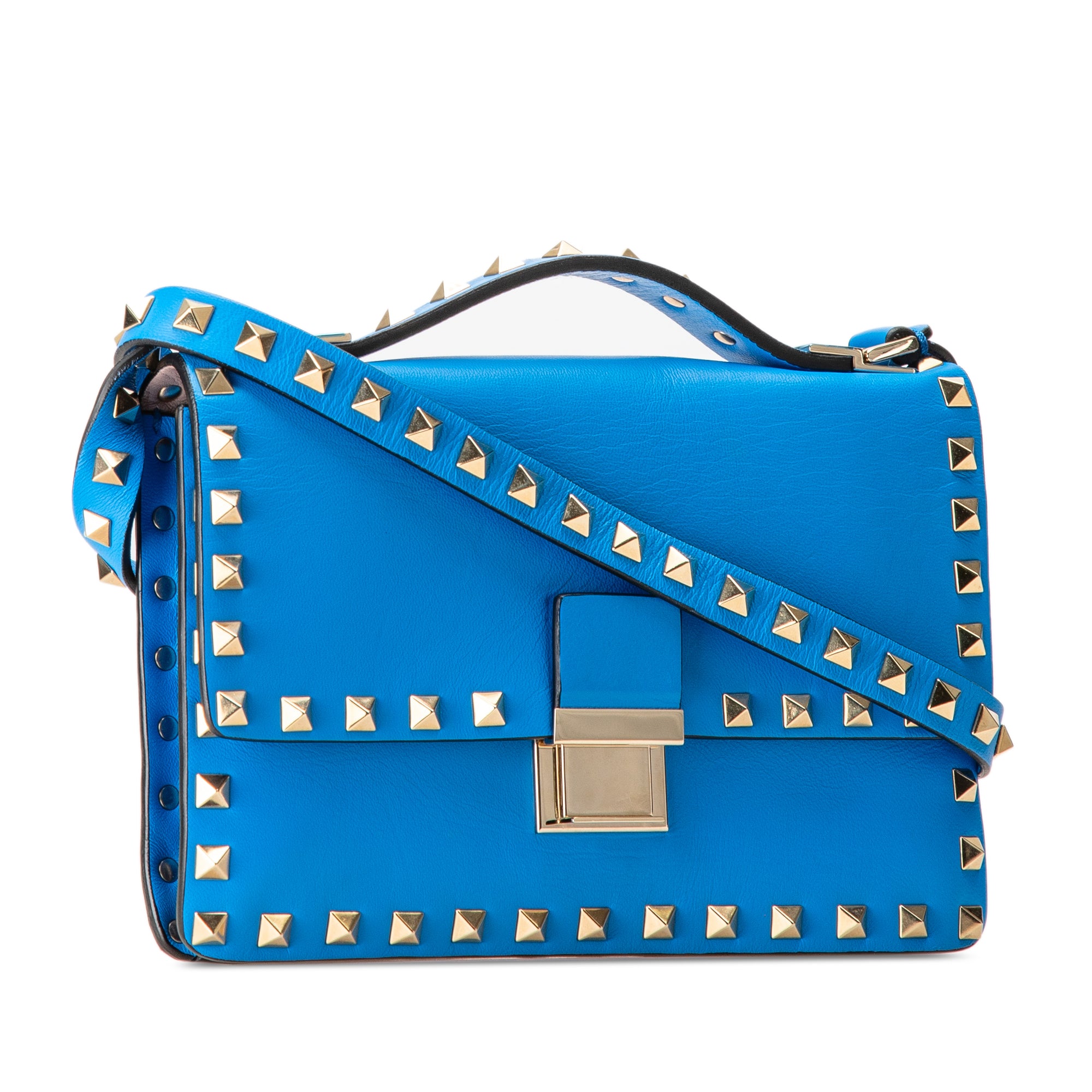 Leather Rockstud Flap Satchel_1