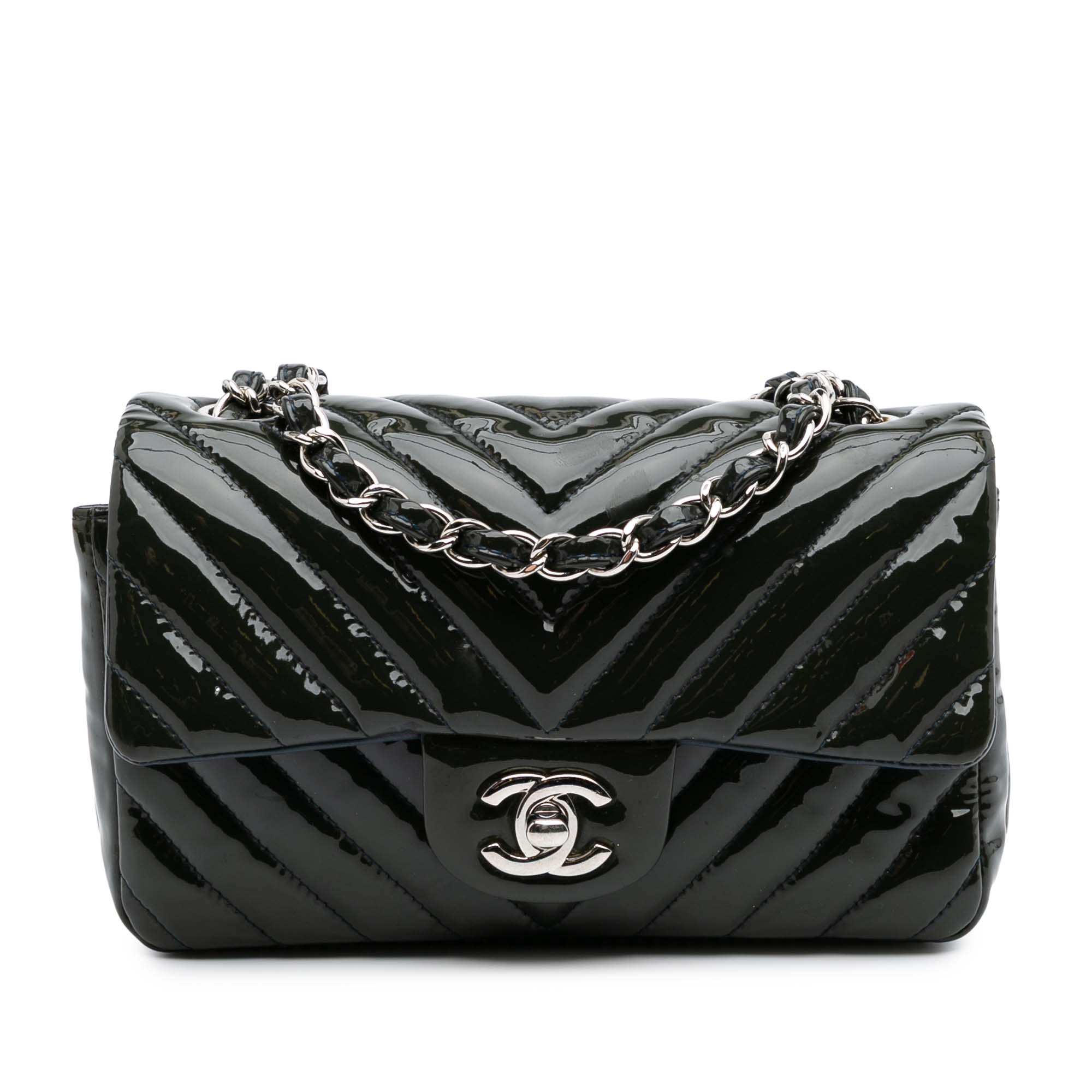 Mini Rectangular Classic Chevron Patent Single Flap