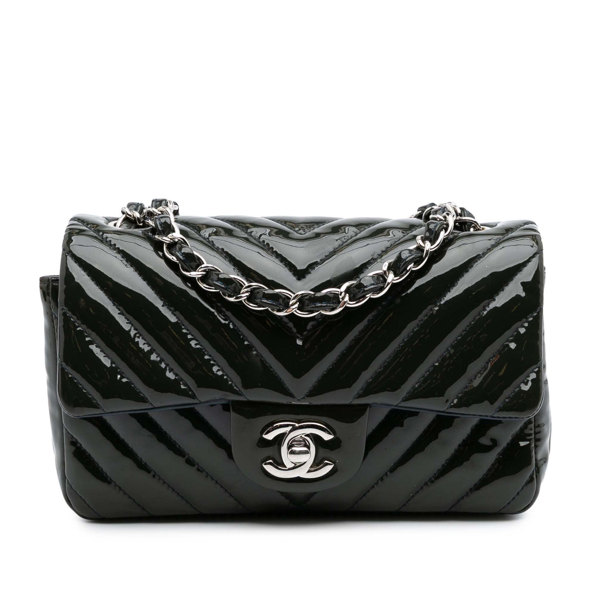 Mini Rectangular Classic Chevron Patent Single Flap