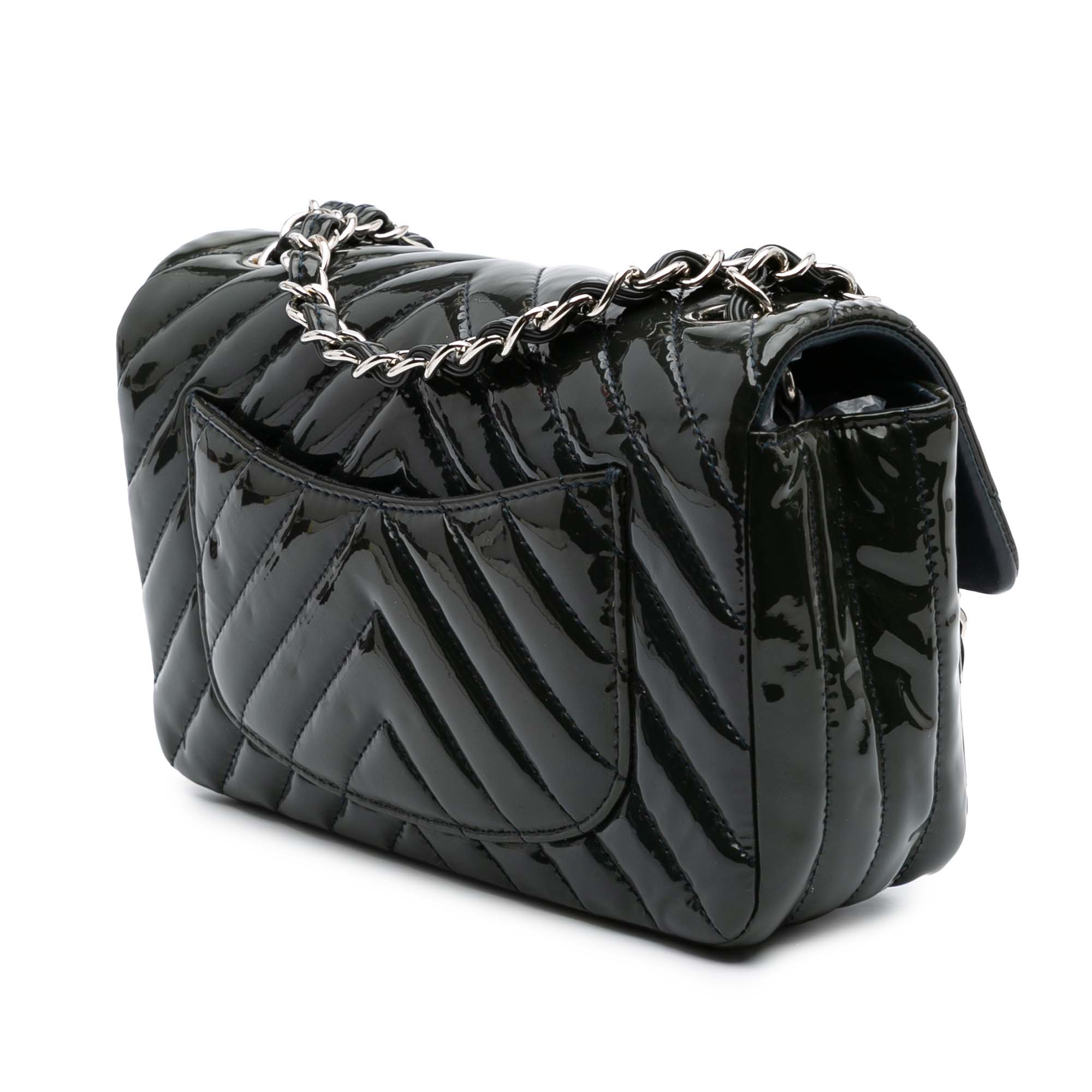 Mini Rectangular Classic Chevron Patent Single Flap