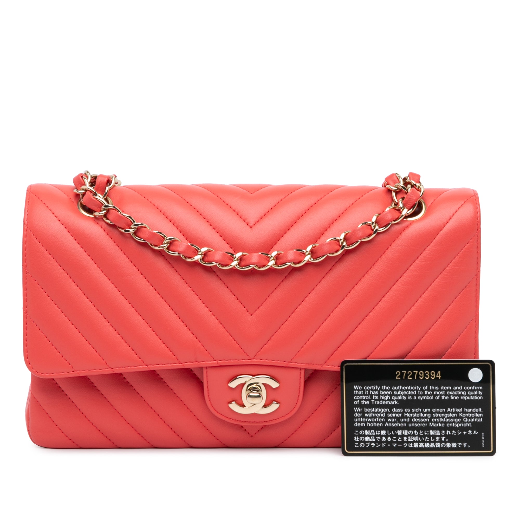 Medium Classic Chevron Lambskin Double Flap