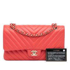 Medium Classic Chevron Lambskin Double Flap