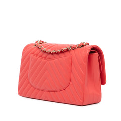 Medium Classic Chevron Lambskin Double Flap