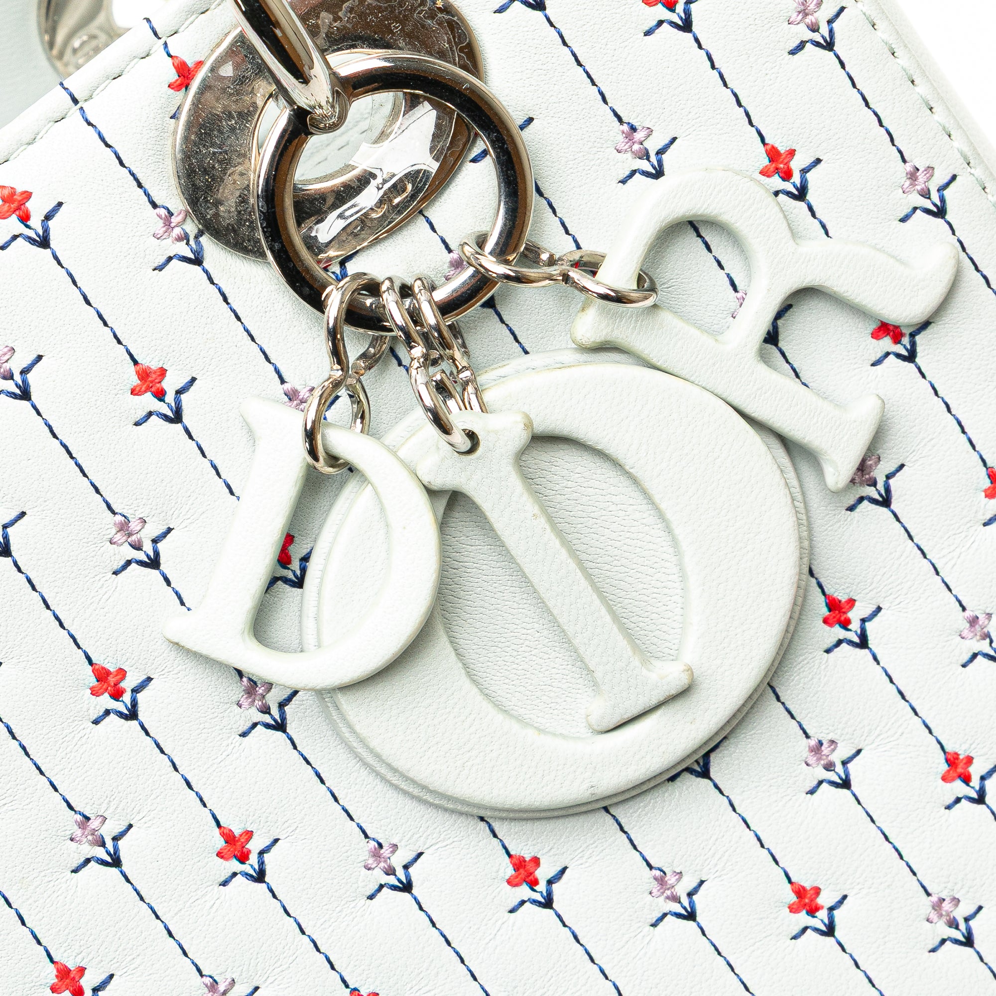Medium Calfskin Embroidered Flower Lady Dior