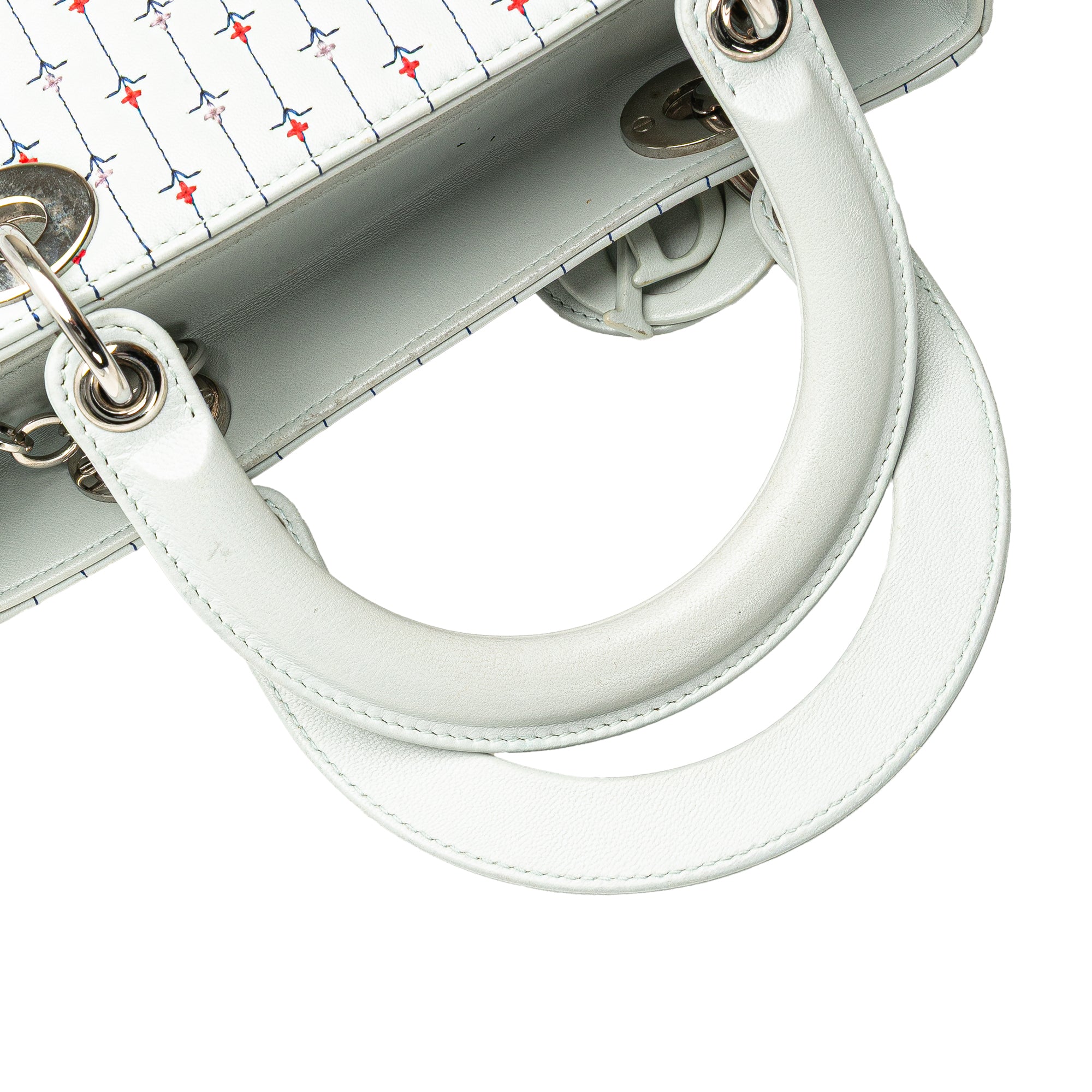 Medium Calfskin Embroidered Flower Lady Dior