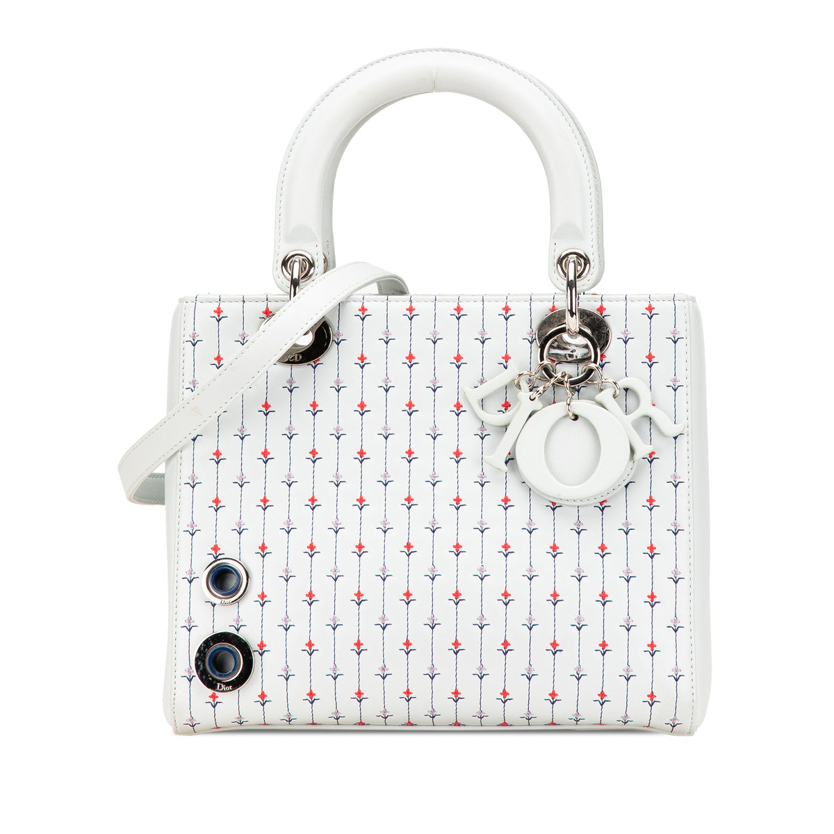 Medium Calfskin Embroidered Flower Lady Dior