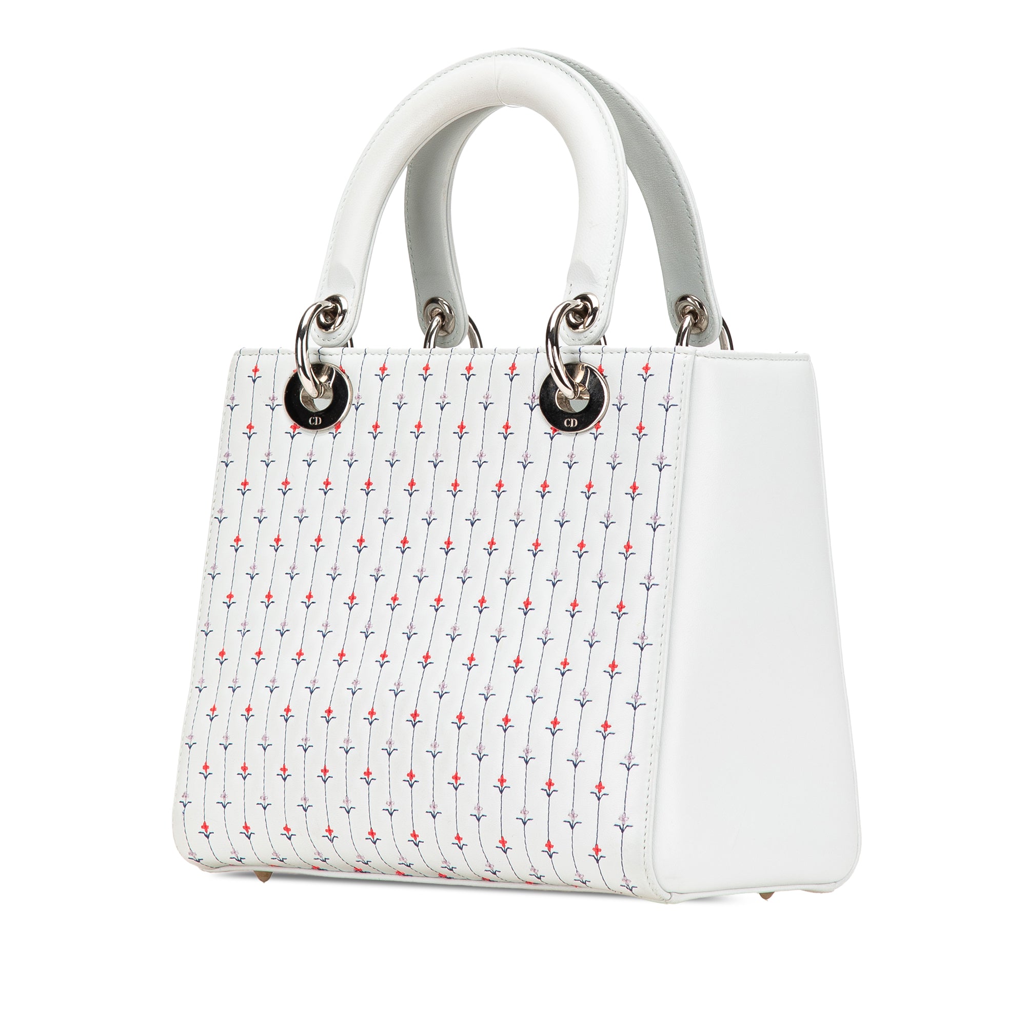 Medium Calfskin Embroidered Flower Lady Dior