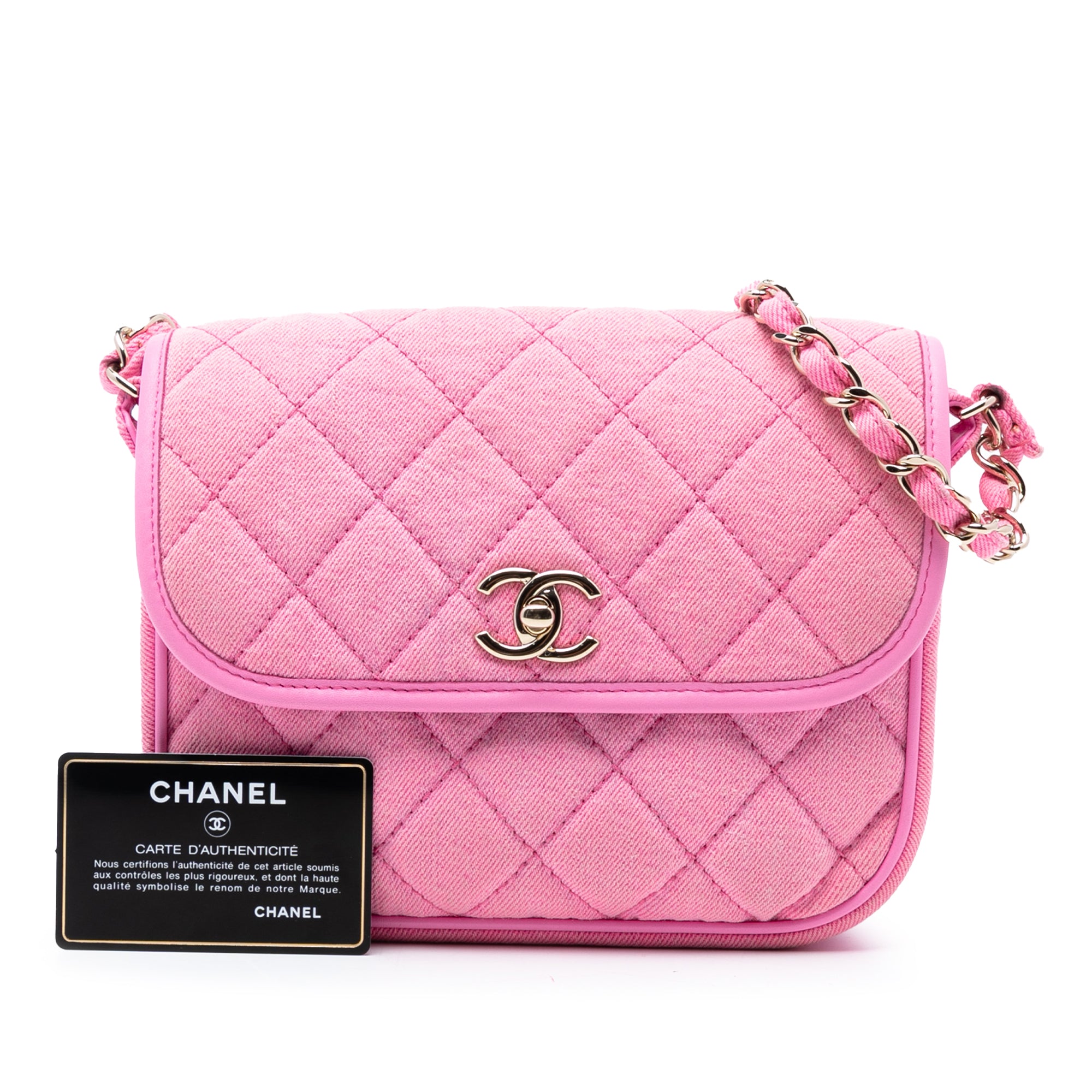 Small CC Quilted Denim Messenger Flap