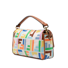 Zucca Embroidered Canvas Baguette Satchel