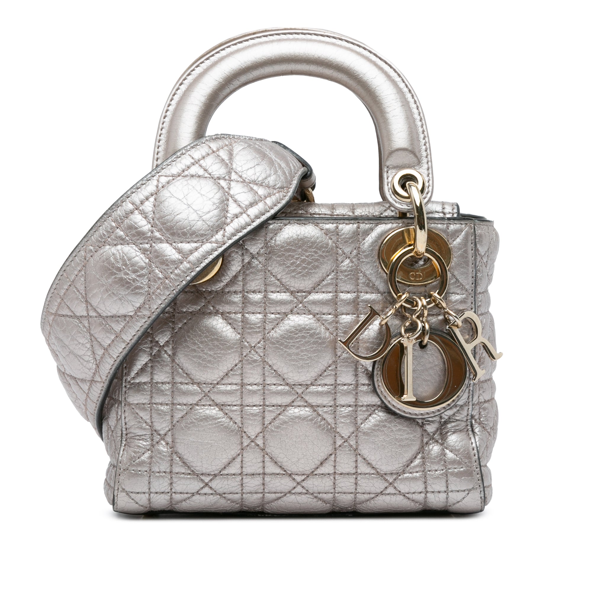 Mini Metallic Calfskin Cannage Supple Lady Dior_0