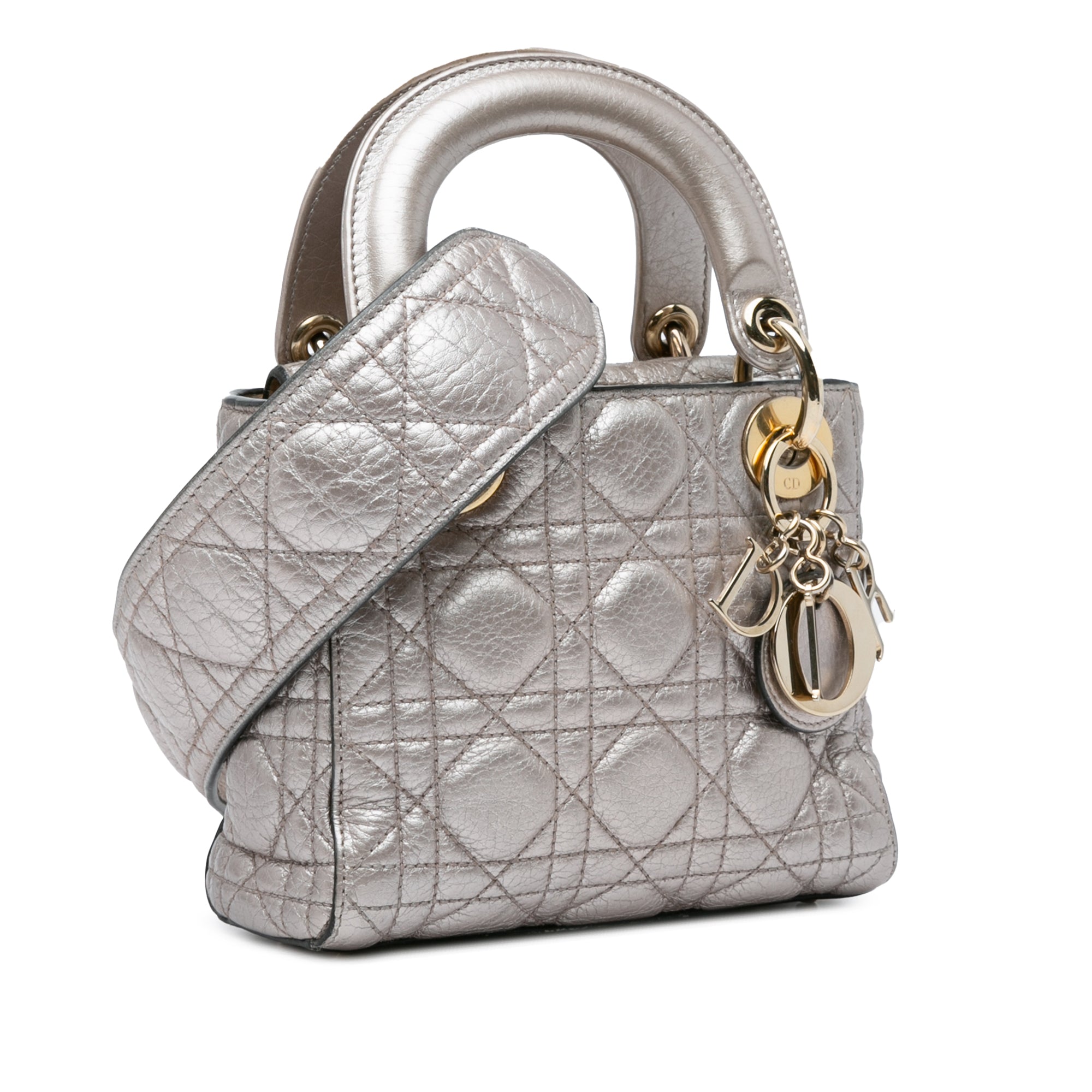 Mini Metallic Calfskin Cannage Supple Lady Dior