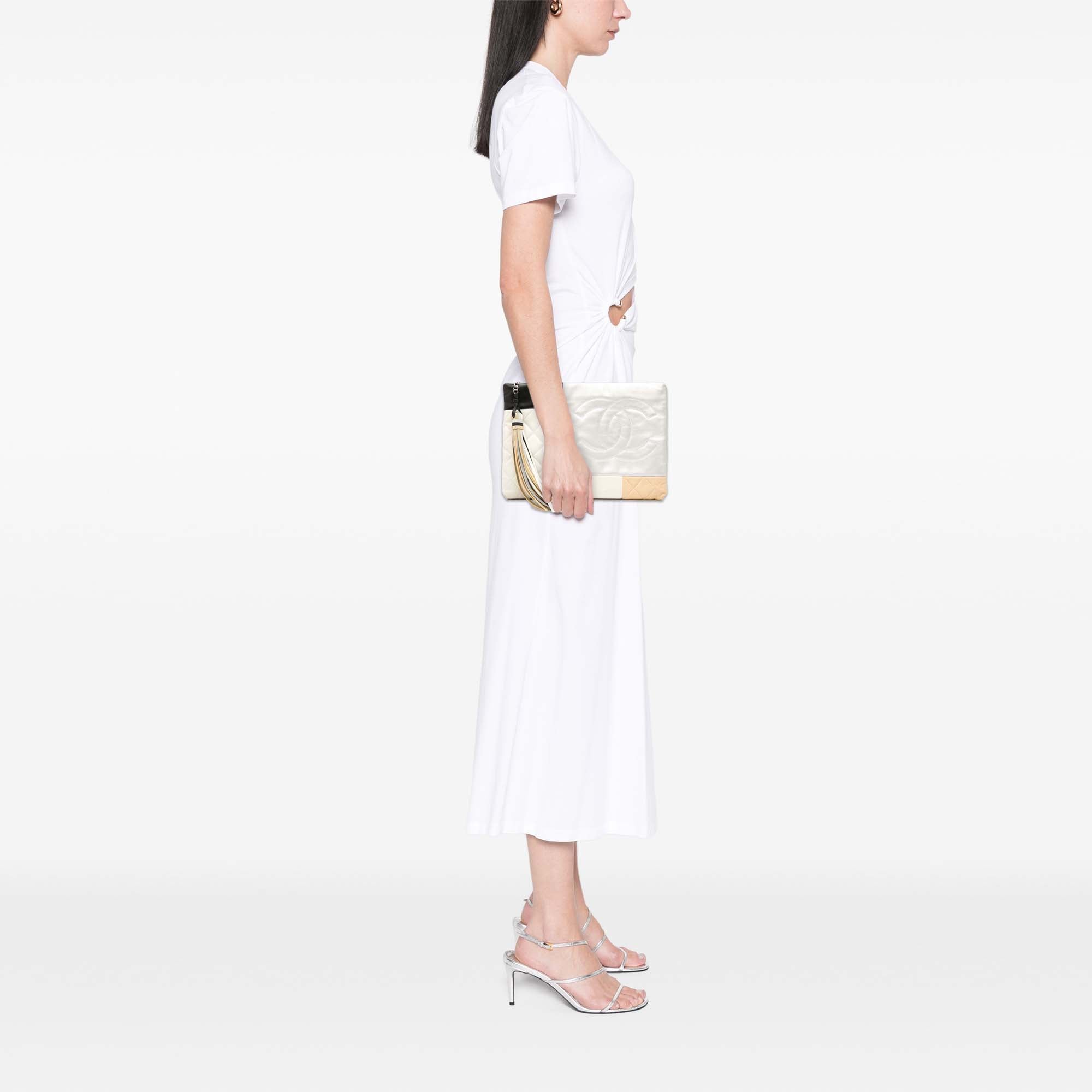 Medium Lambskin Colorblock Patchwork O Case