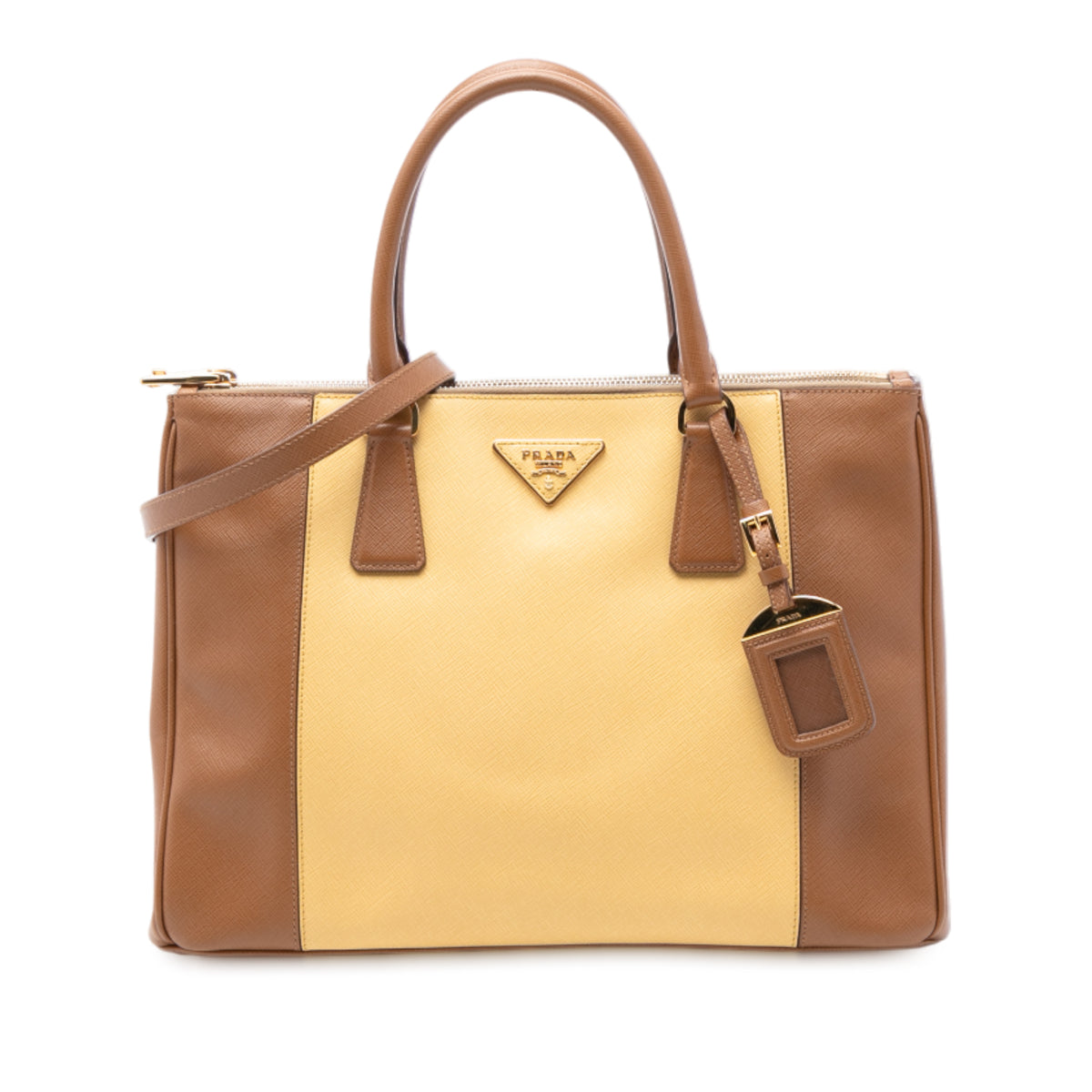 Medium Bicolor Saffiano Lux Galleria Double Zip Satchel