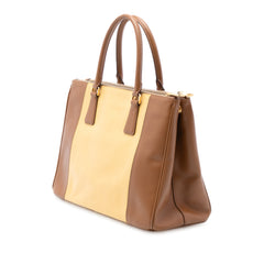 Medium Bicolor Saffiano Lux Galleria Double Zip Satchel