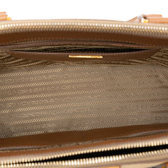 Medium Bicolor Saffiano Lux Galleria Double Zip Satchel