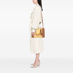 Medium Bicolor Saffiano Lux Galleria Double Zip Satchel