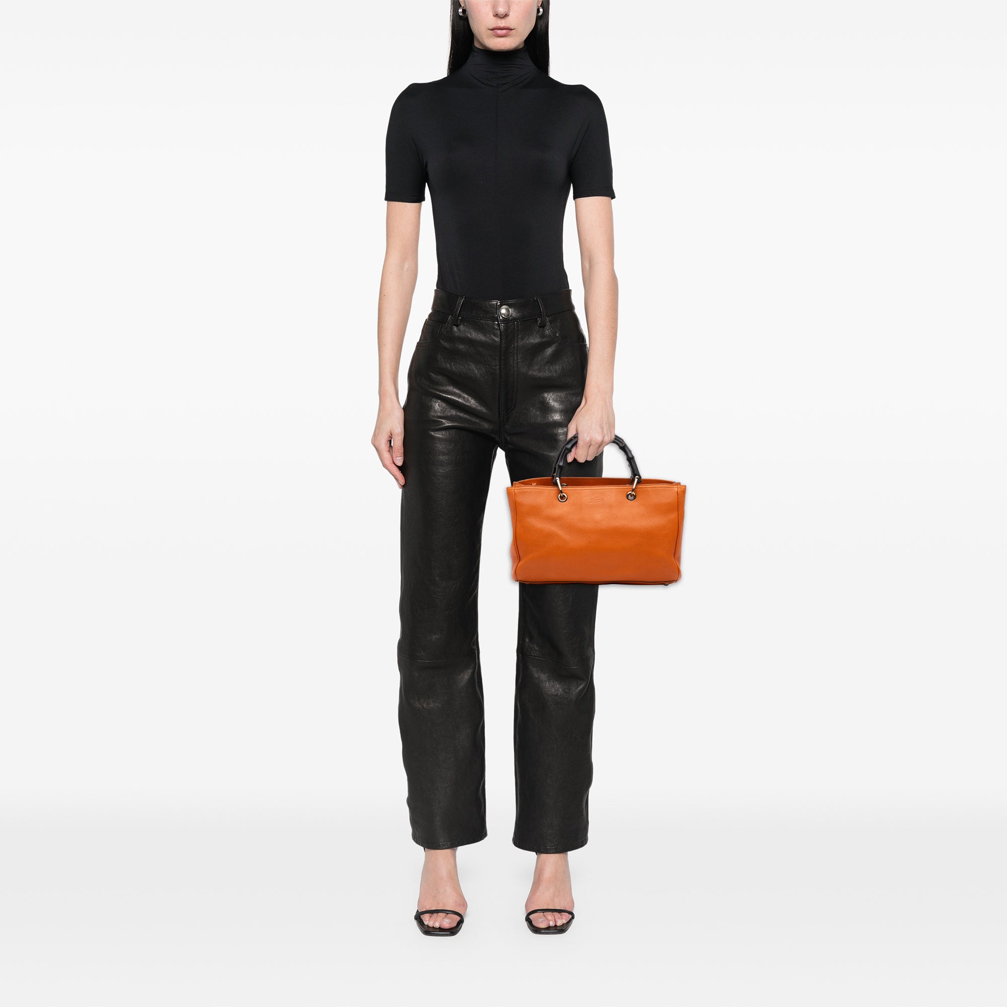 Medium Calfskin Bamboo Shopper Satchel