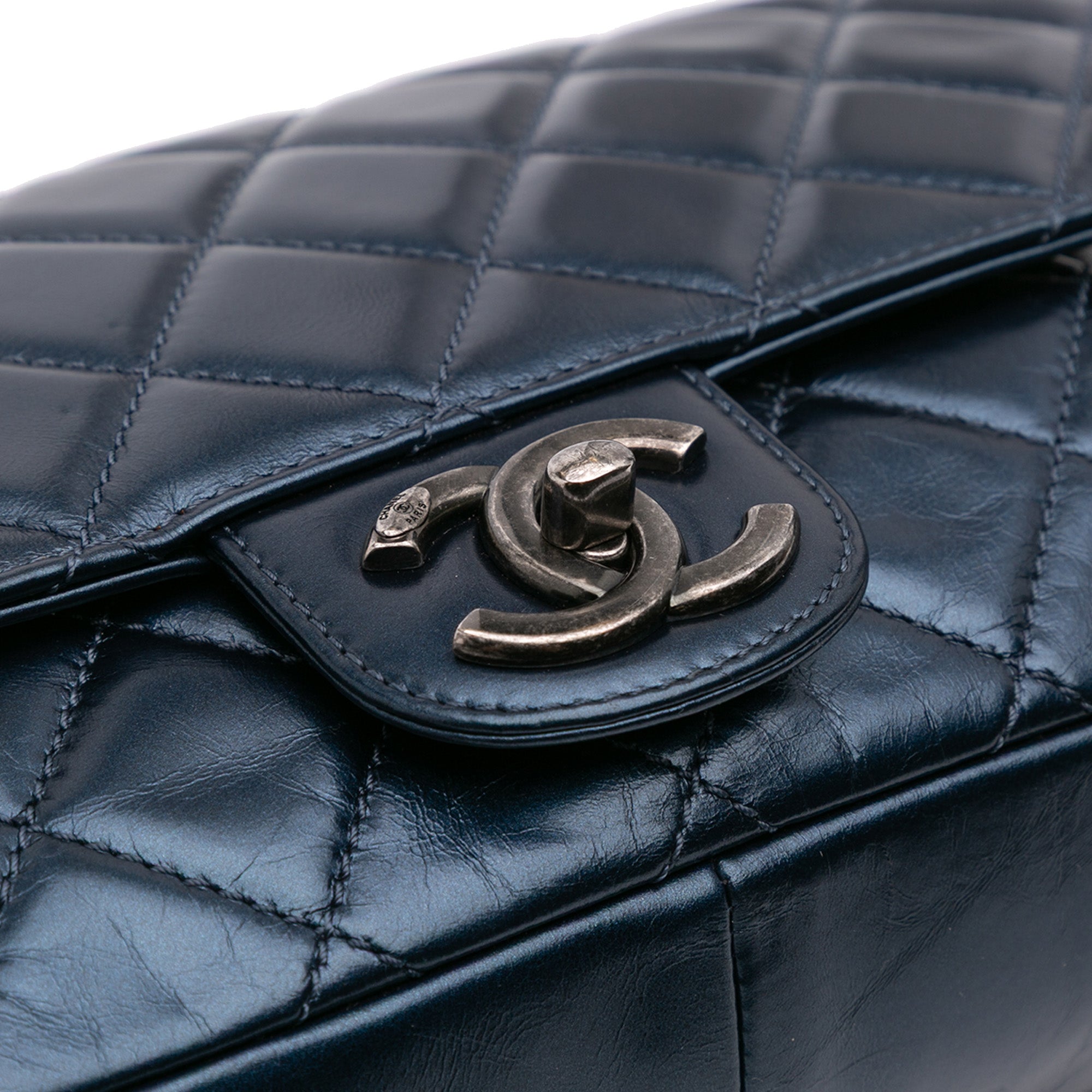 Quilted Glazed Calfskin Coco Pleats Flap