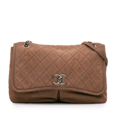 Large Quilted Nubuck Natural Beauty Split Pocket Flap