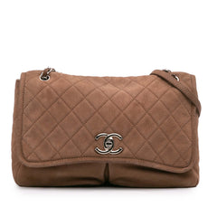 Large Quilted Nubuck Natural Beauty Split Pocket Flap