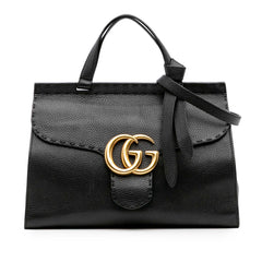 Small GG Marmont Grained Calfskin Top Handle Satchel