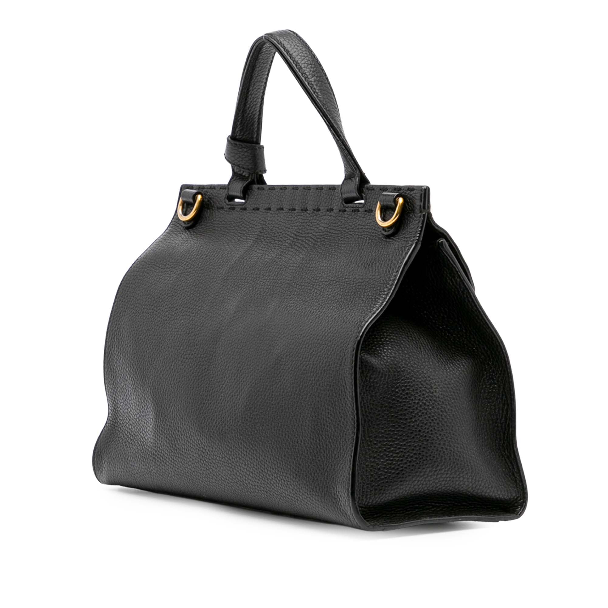 Small GG Marmont Grained Calfskin Top Handle Satchel