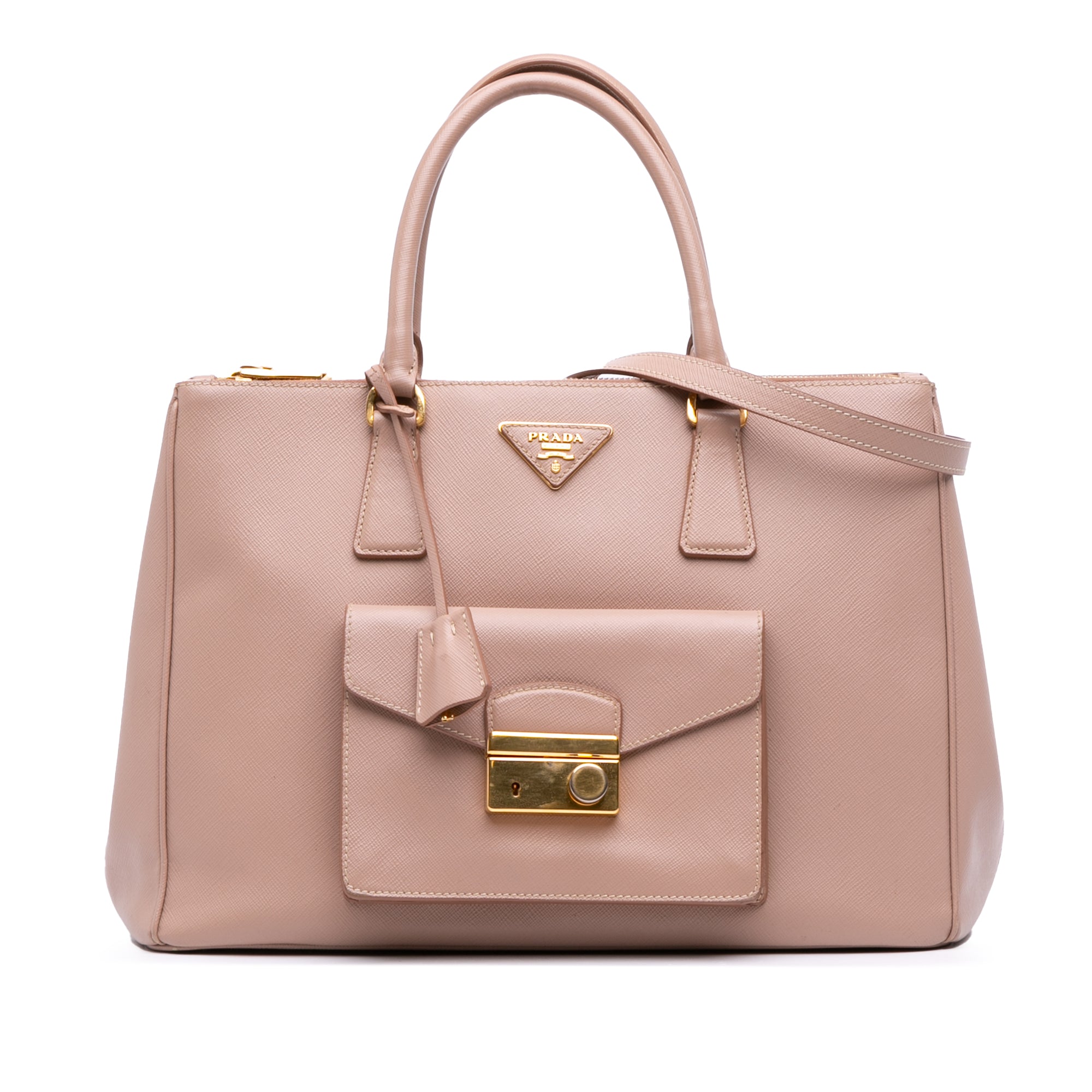 Saffiano Lux Galleria Double Zip Front Pocket Satchel