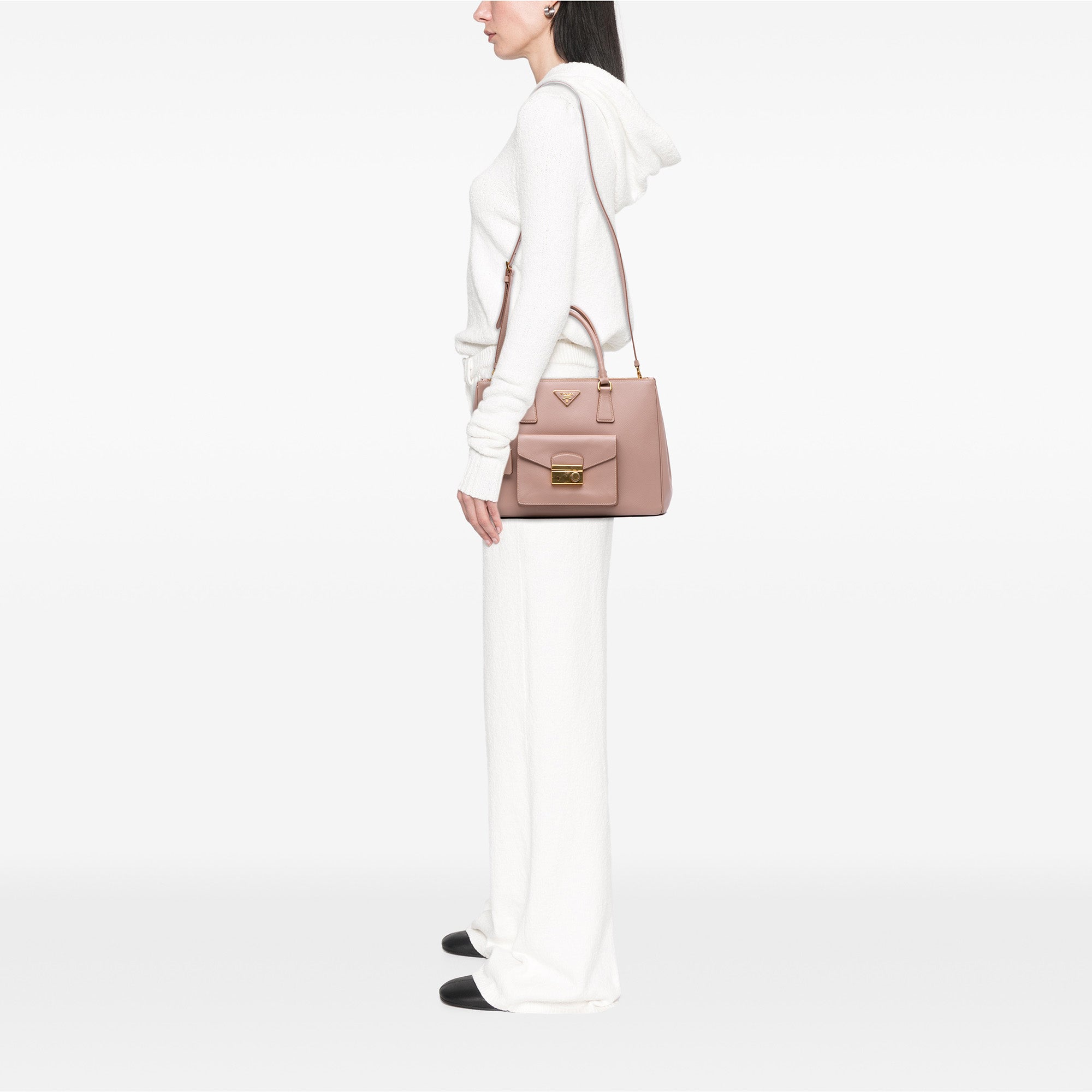 Saffiano Lux Galleria Double Zip Front Pocket Satchel