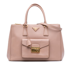 Saffiano Lux Galleria Double Zip Front Pocket Satchel
