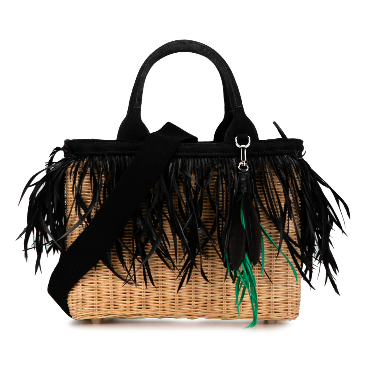 Canapa Trimmed Feather Midollino Satchel_0