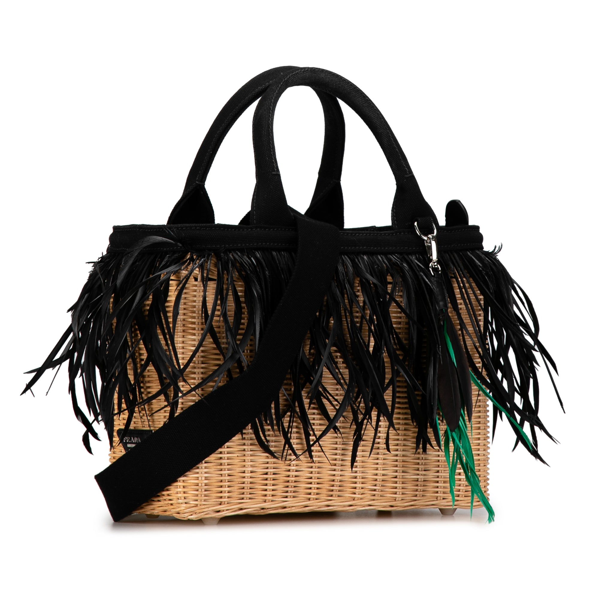 Canapa Trimmed Feather Midollino Satchel