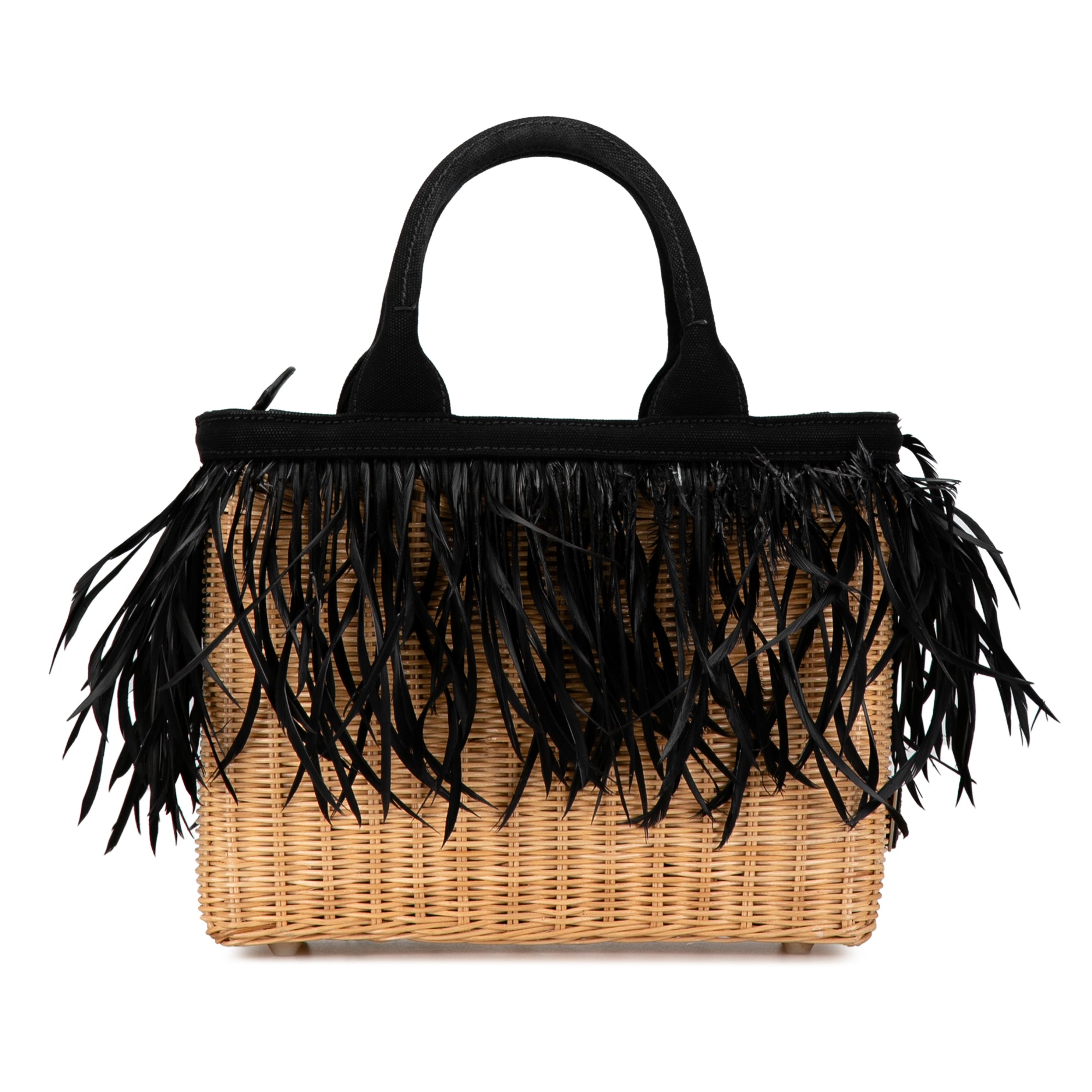 Canapa Trimmed Feather Midollino Satchel